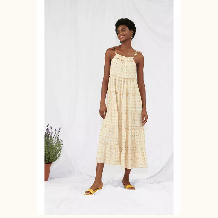 Saylor Anthropologie Bennett Daisy Dobby Maxi Midi Dress