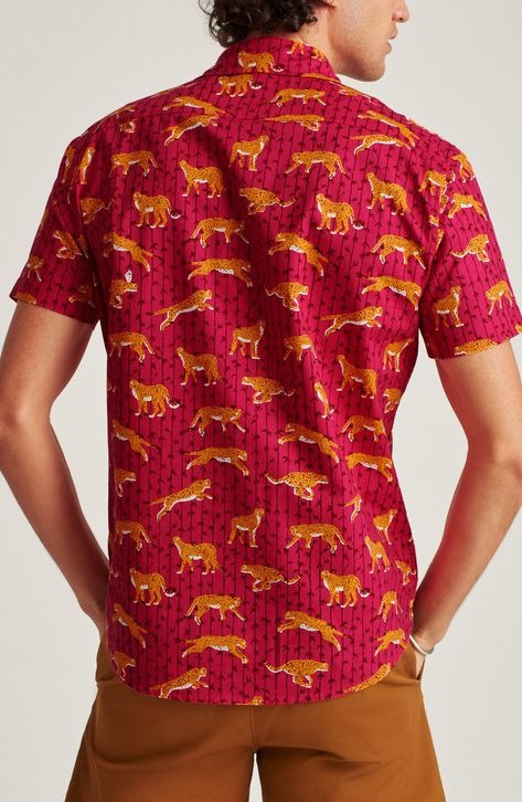 BONOBOS Riviera Leopard Print Button-Up Men's Shirt