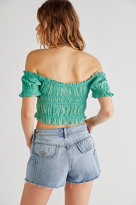 Free People FP One Cheri Cropped Blouse Top