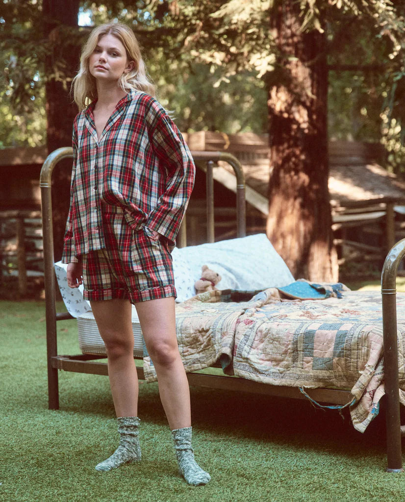 The Great Buttondown Cotton Check Collared Flannel Plaid Shirt Top