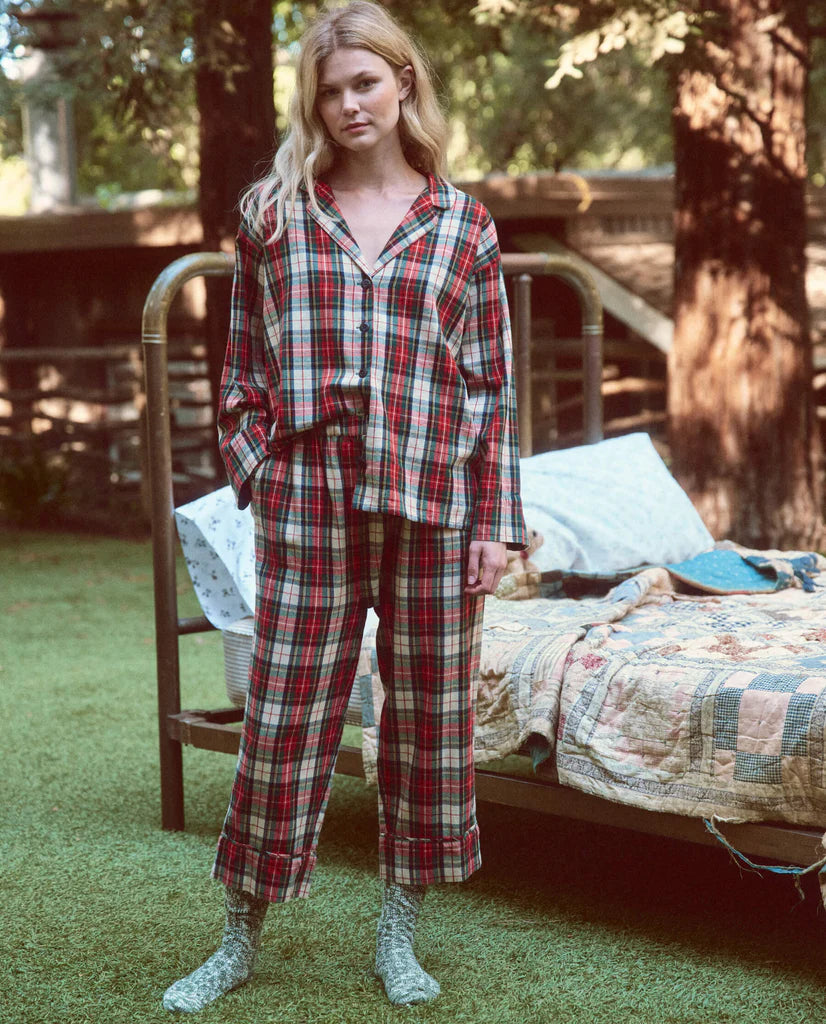 The Great Buttondown Cotton Check Collared Flannel Plaid Shirt Top