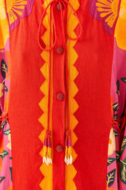 Farm Rio Anthropologie Sunset Patchwork Maxi Dress S