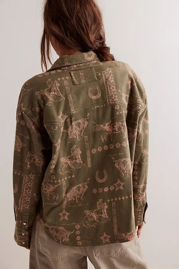 Free People We The Free Calico Flannel Shirt Printed Wild New