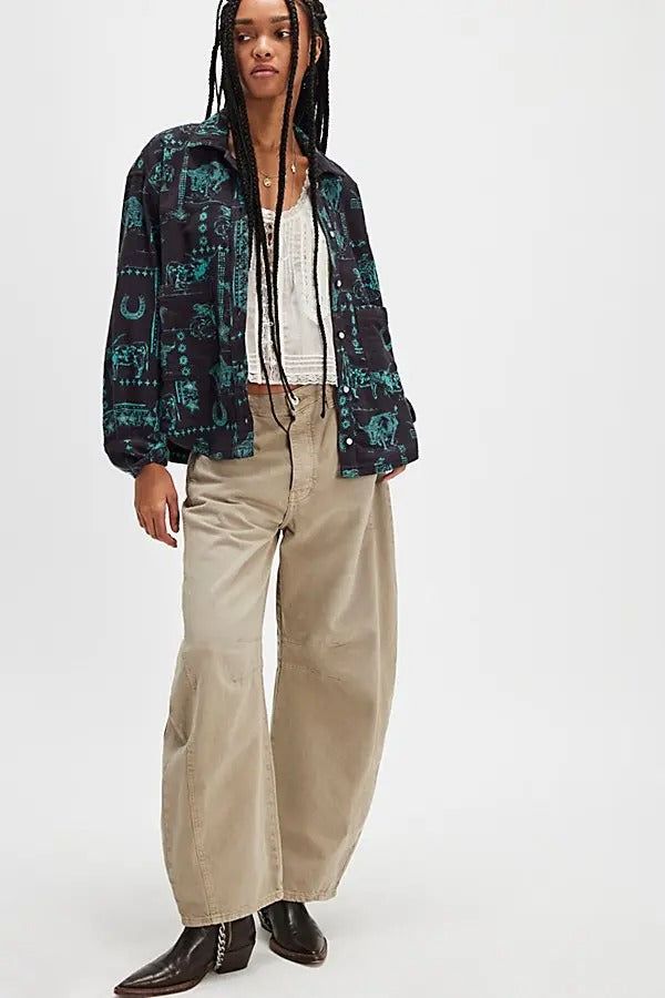 Free People We The Free Calico Flannel Shirt Printed Wild New