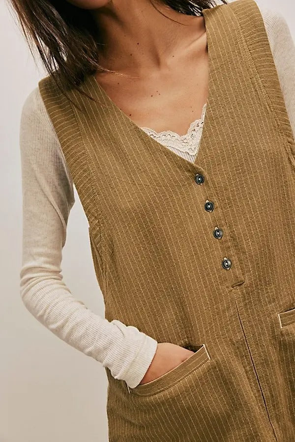 Free People We The Free Pinstripe Menswear Vest