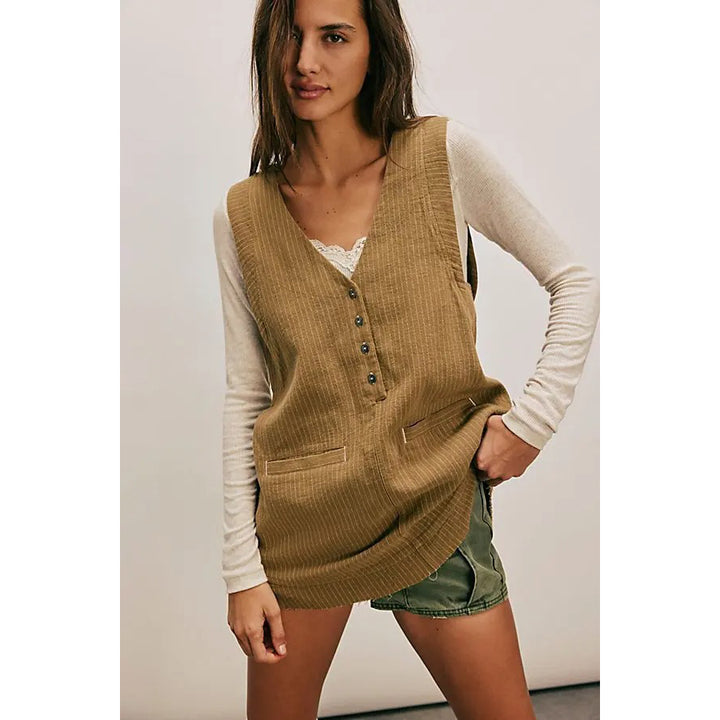 Free People We The Free Pinstripe Menswear Vest