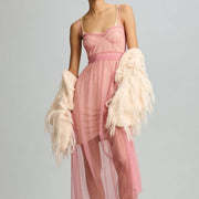 By Anthropologie Sheer Corset Slip Dress