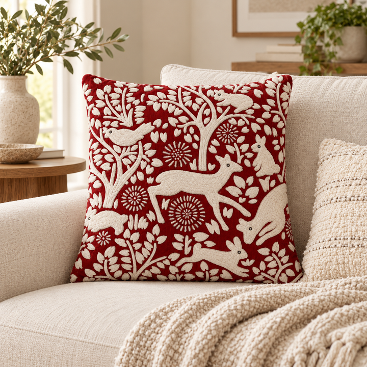 1 PCS Animal Embroidered Cushion Cover Square Throw Pillow SofaHome Decor