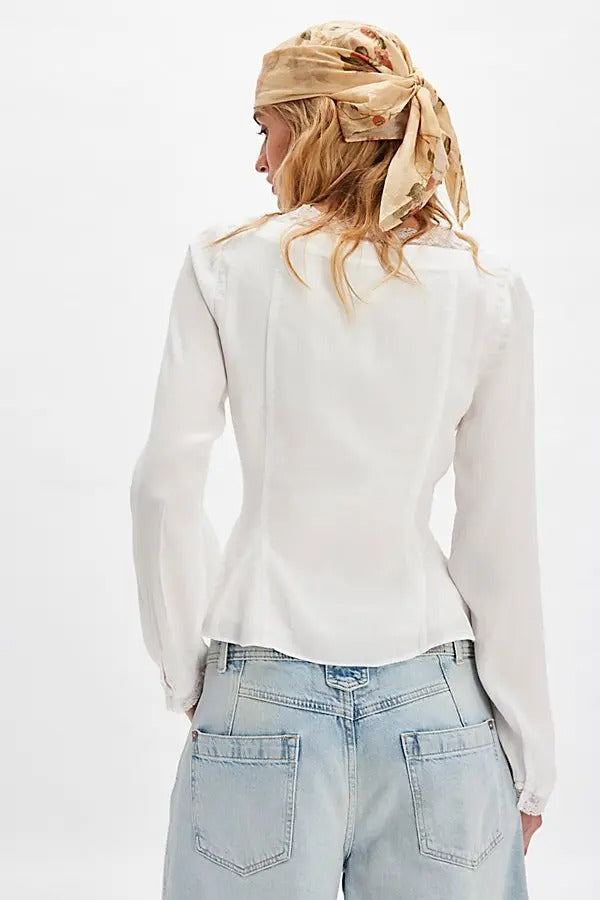 Free People Leylah Lace Blouse Top