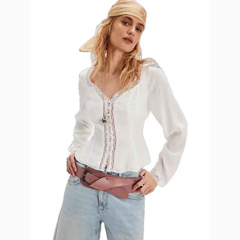 Free People Leylah Lace Blouse Top