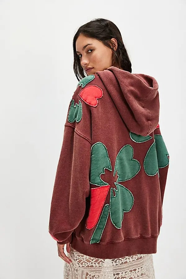 Free People We The Free it's a Vibe Flowers Hoodie Sweatshirt Tunic Top
