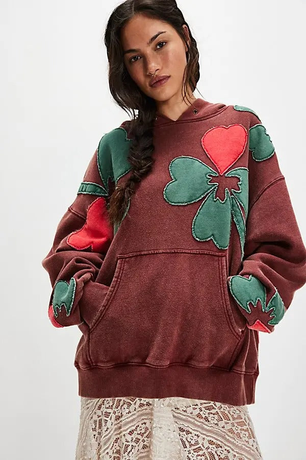Free People We The Free it's a Vibe Flowers Hoodie Sweatshirt Tunic Top