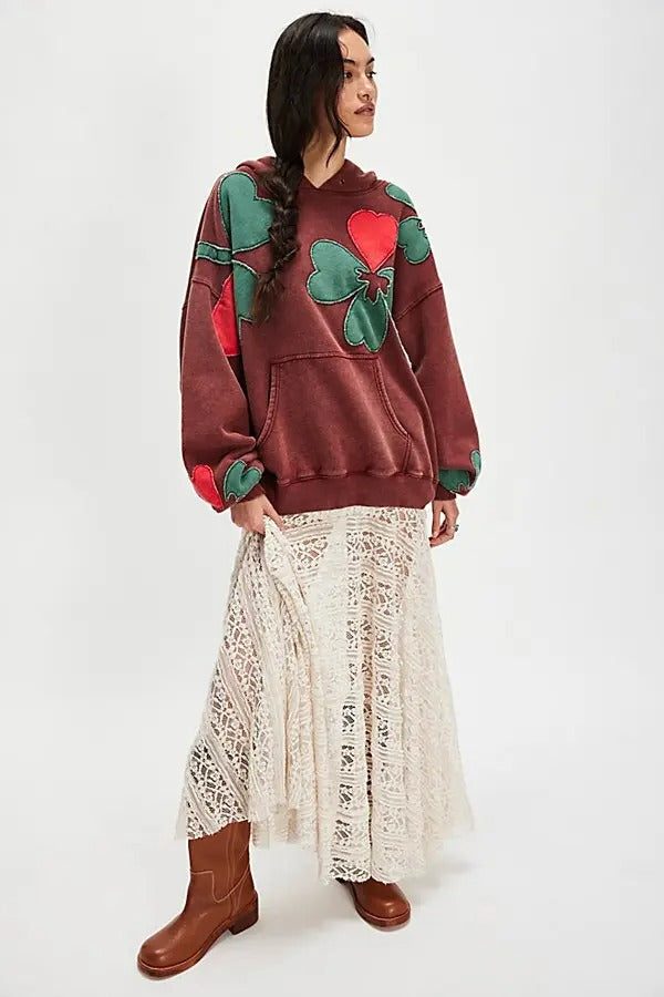 Free People We The Free it's a Vibe Flowers Hoodie Sweatshirt Tunic Top