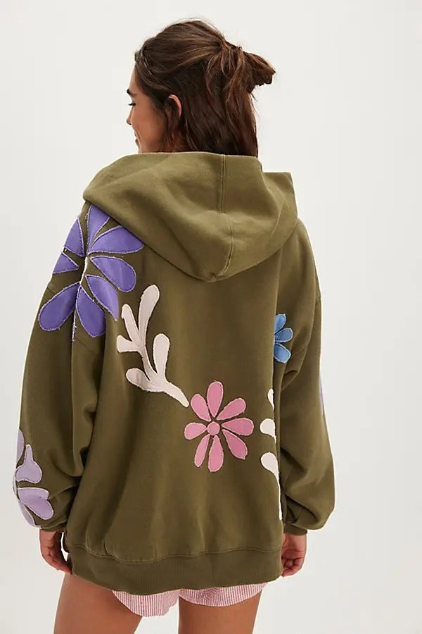 Free People We The Free it's a Vibe Flowers Hoodie Sweatshirt Tunic Top