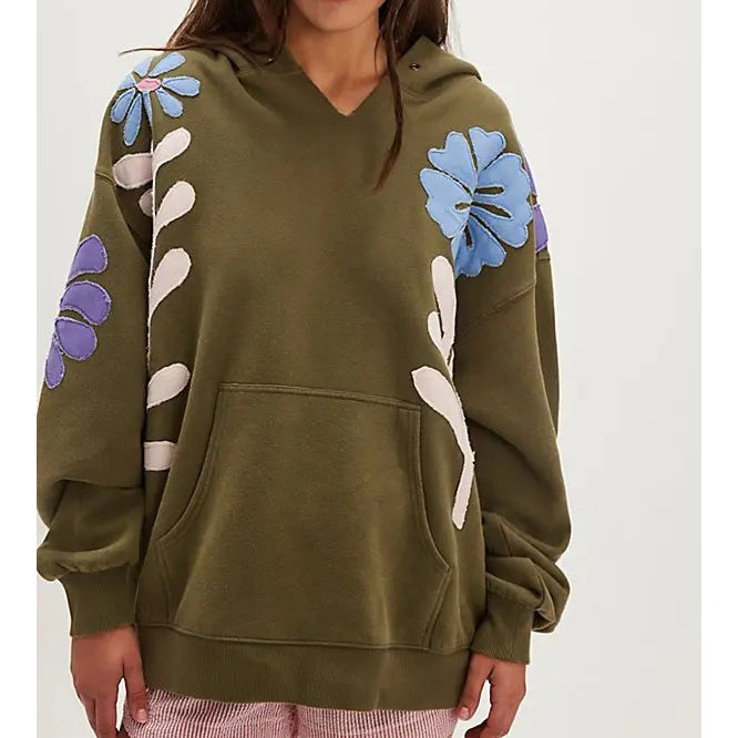 Free People We The Free it's a Vibe Flowers Hoodie Sweatshirt Tunic Top