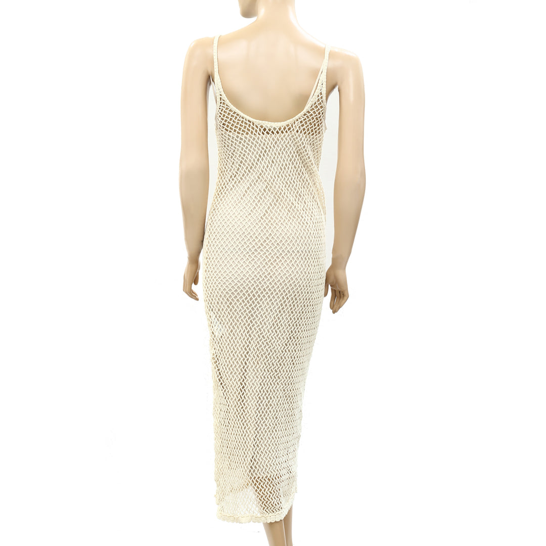 urban outfitters crochet maxi dress Another Girl Crochet Knit Lace-Up Maxi Dress