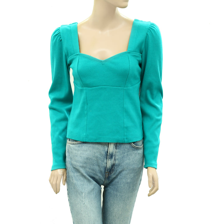 Maeve Anthropologie Long Sleeve Ribbed Blouse Top