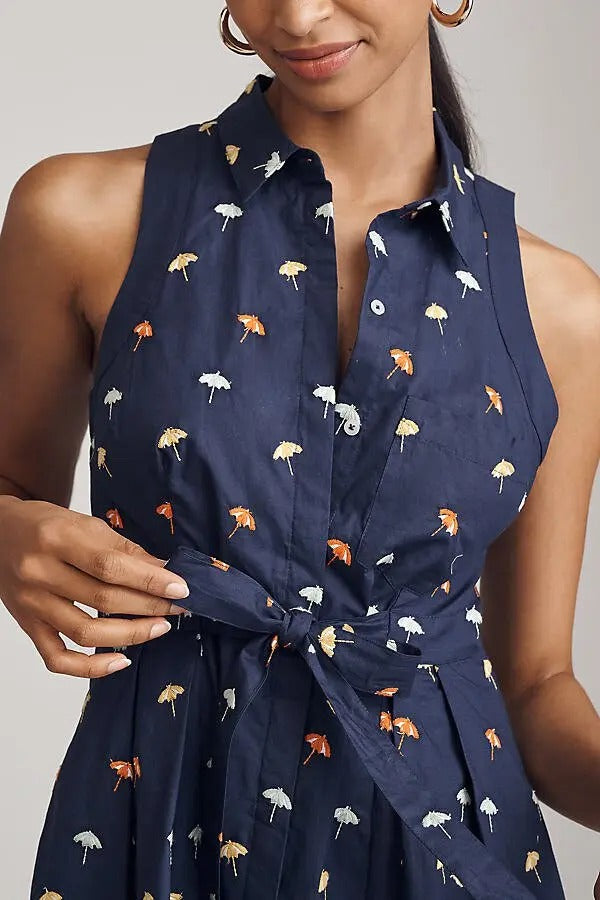By Anthropologie Maeve Sleeveless Mini Shirt Dress