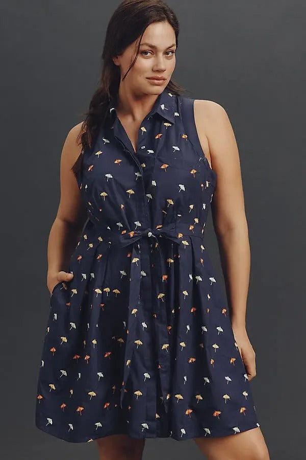 By Anthropologie Maeve Sleeveless Mini Shirt Dress