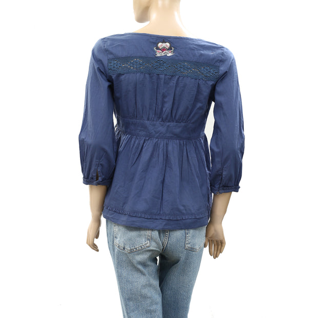 Odd Molly Anthropologie Lace Ruffle Wrap Blouse Top