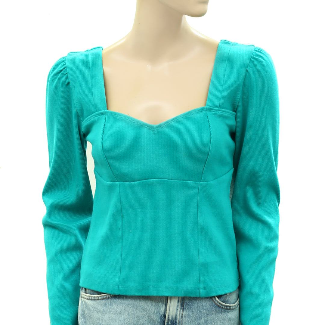 Maeve Anthropologie Long Sleeve Ribbed Blouse Top