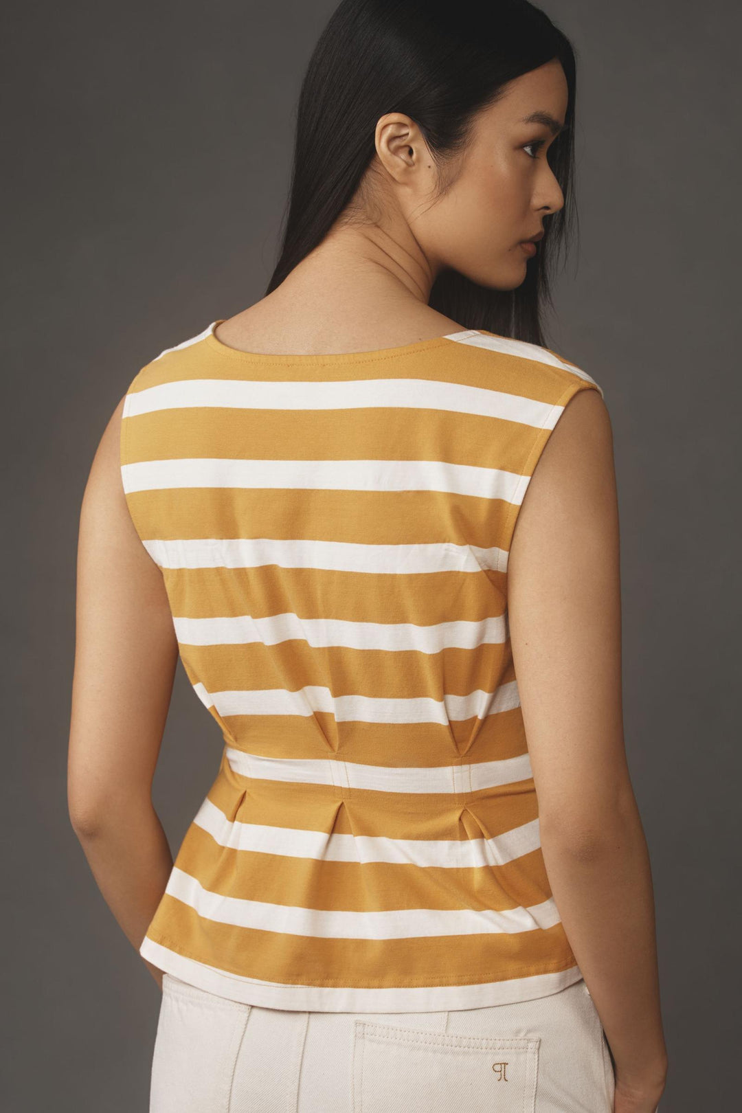 Anthropologie Maeve Sleeveless V-Neck Corset Blouse Tank Top