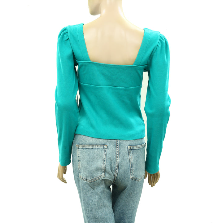 Maeve Anthropologie Long Sleeve Ribbed Blouse Top