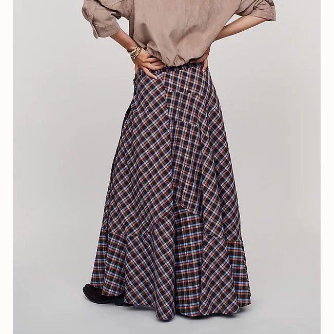 By Anthropologie Women's Olivette Plaid Bias-Cut Maxi Skirt Trendy