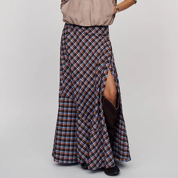 By Anthropologie Women's Olivette Plaid Bias-Cut Maxi Skirt Trendy
