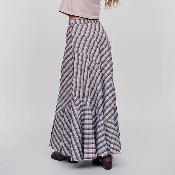 By Anthropologie Women's Olivette Plaid Bias-Cut Maxi Skirt Trendy
