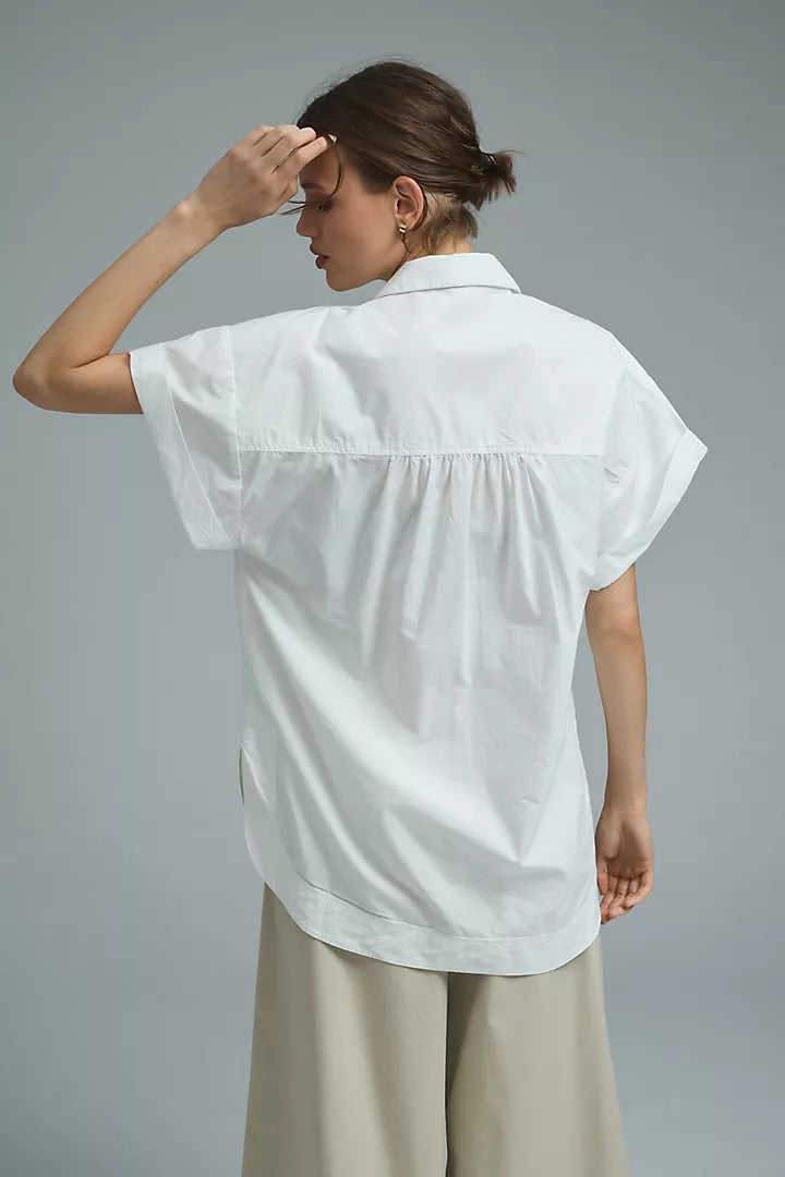Pilcro Anthropologie Short-Sleeve Reworked Ruffled Blouse Top