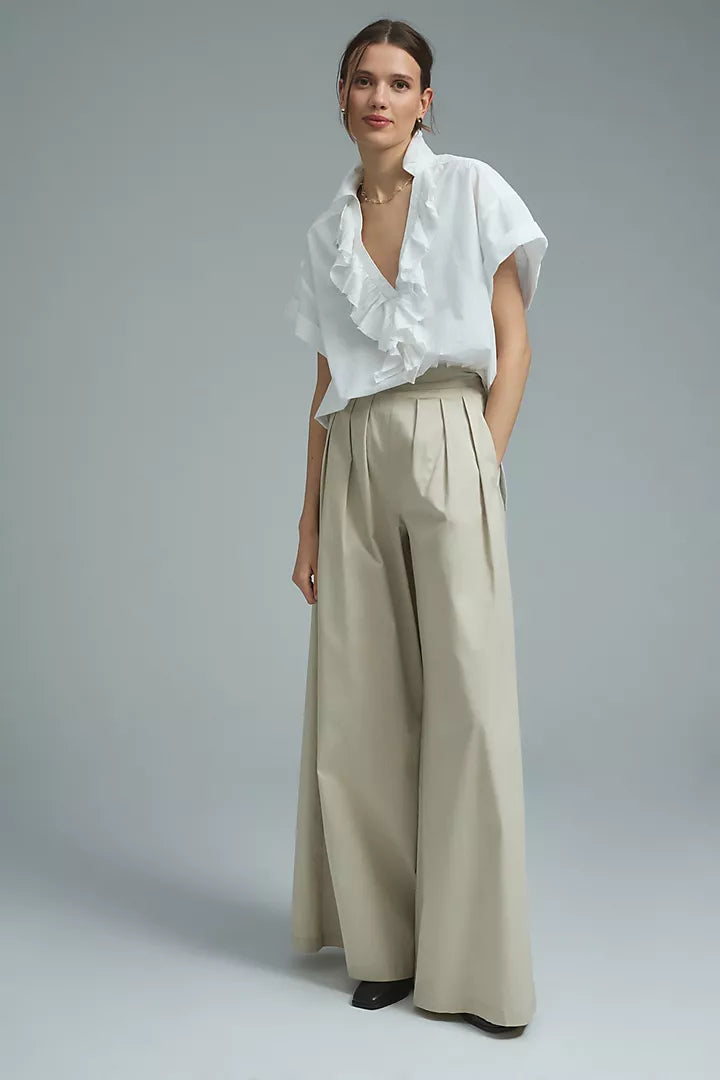 Pilcro Anthropologie Short-Sleeve Reworked Ruffled Blouse Top