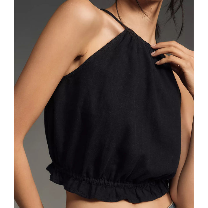 Anthropologie Pilcro Cropped Linen Halter Top