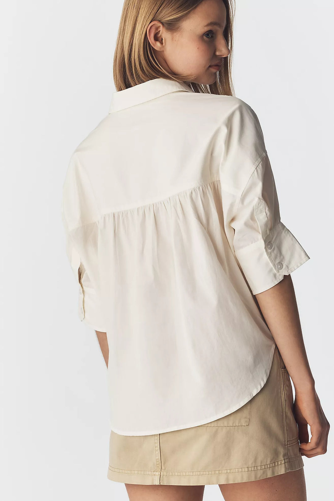Anthropologie Maeve Mabel Boxy Oxford Embroidered Shirt