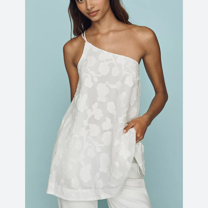 Anthropologie By Maeve One-Shoulder Floral Tunic Top