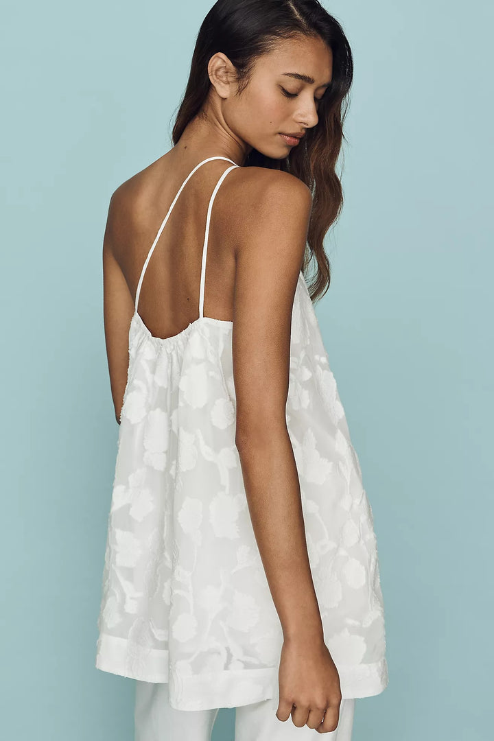 Anthropologie By Maeve One-Shoulder Floral Tunic Top