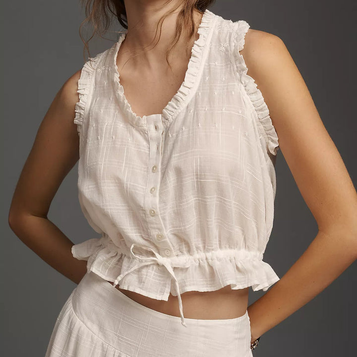 By Anthropologie Sleeveless Mixed Lace Tank Top