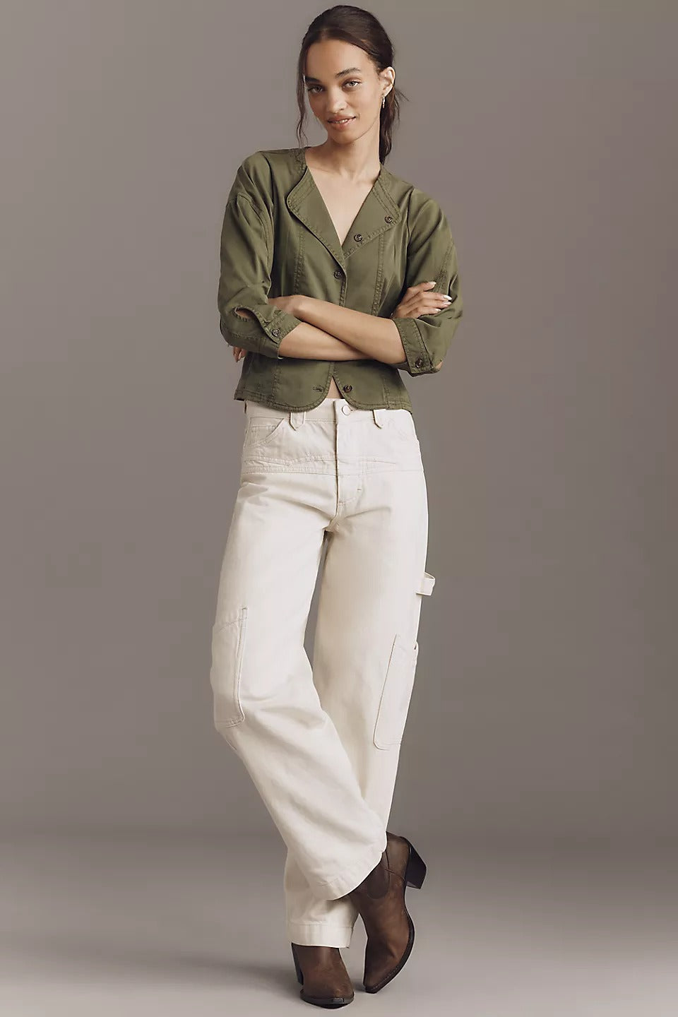 Anthropologie Pilcro Utility Corset Buttondown Jacket Top