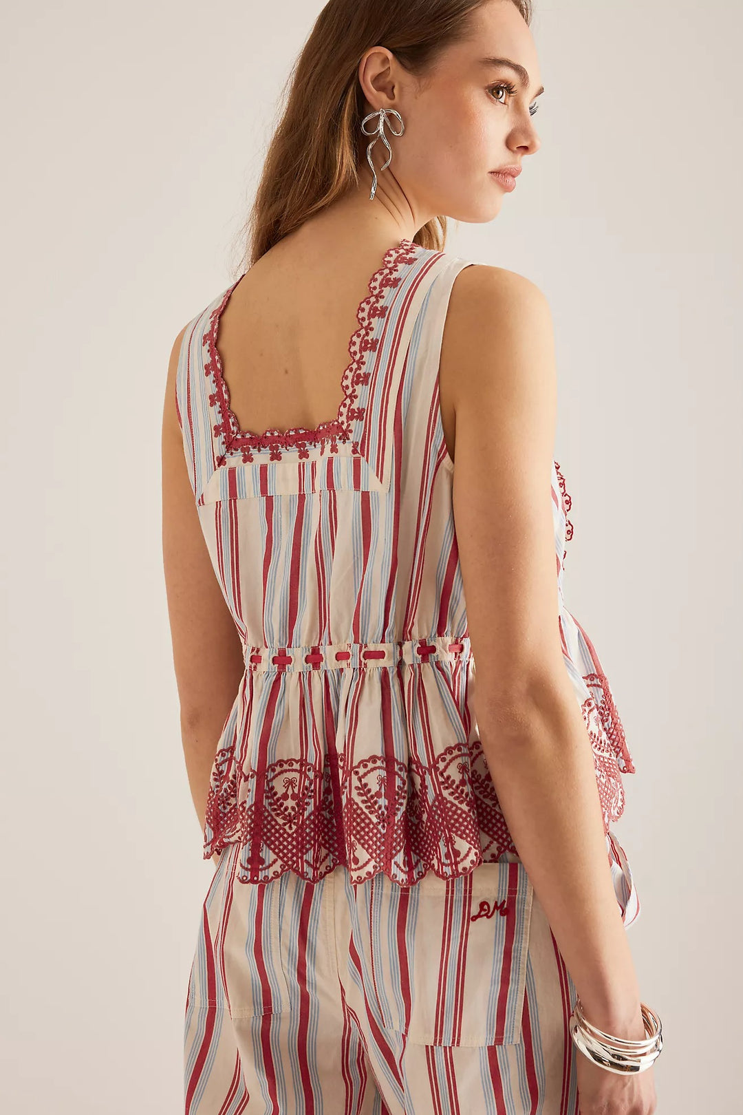 Damson Madder Amaya Sleeveless Embroidered Blouse Top