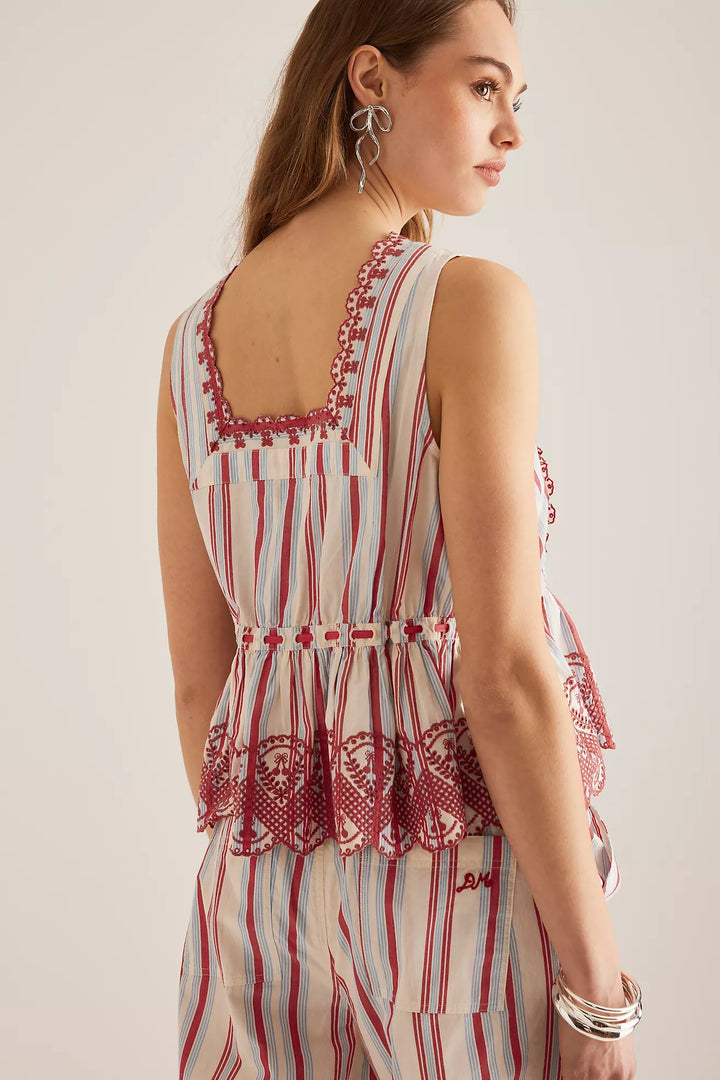 Damson Madder Amaya Sleeveless Embroidered Blouse Top