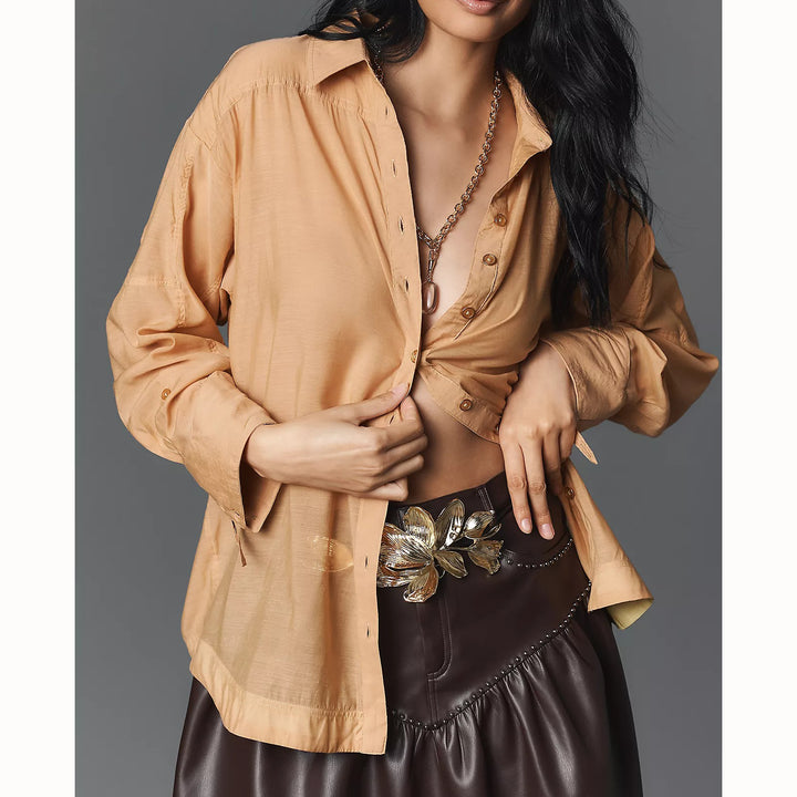 By Anthropologie Sheer Buttondown Shirt Top