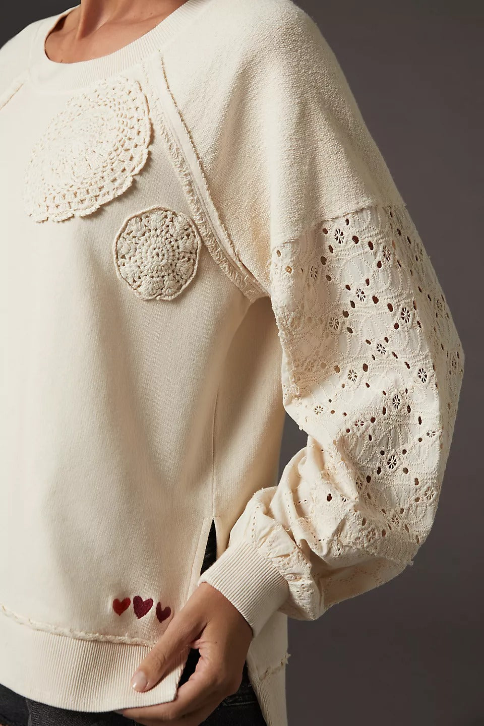 Anthropologie Pilcro Doily Sweatshirt Top