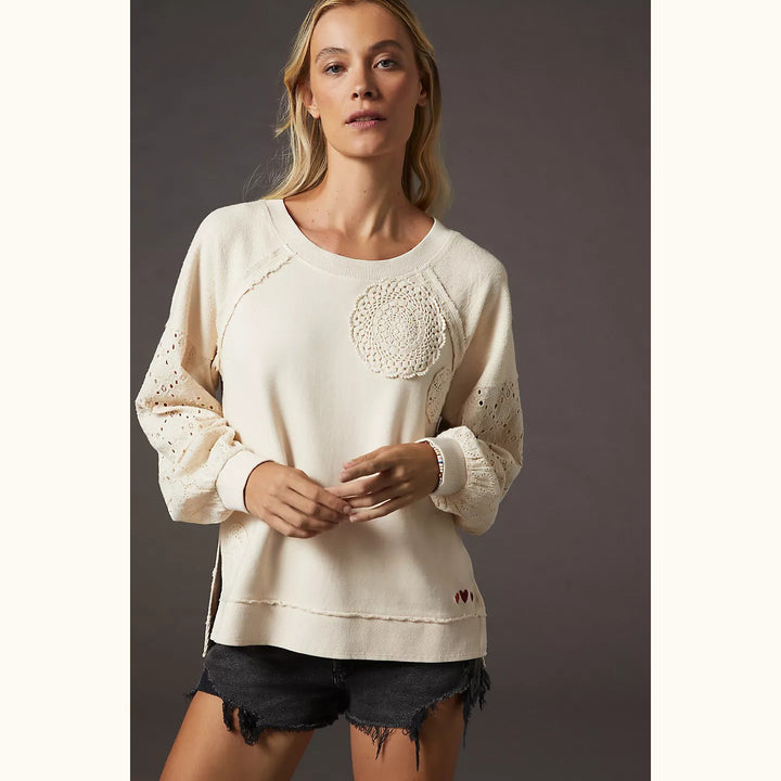 Anthropologie Pilcro Doily Sweatshirt Top