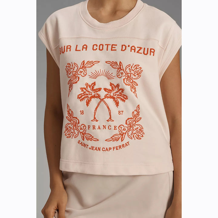 By Anthropologie Embroidered Côte d'Azur Pullover Top