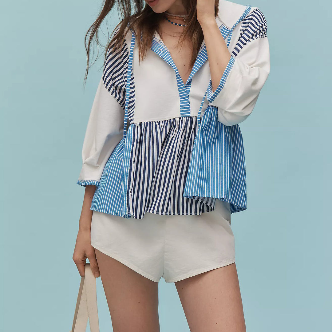 By Anthropologie Half-Sleeve Swing Blouse Top