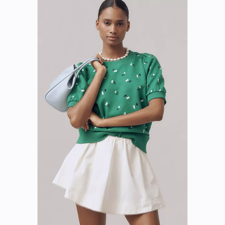 Maeve Anthropologie Puff-Sleeve Sweatshirt Tee Blouse Top