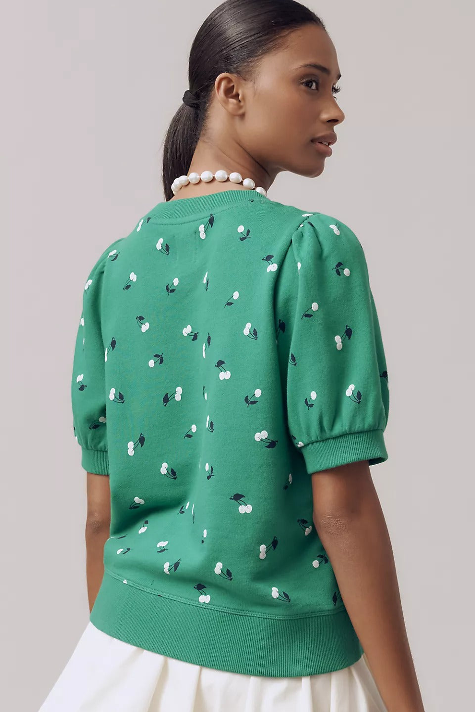 Maeve Anthropologie Puff-Sleeve Sweatshirt Tee Blouse Top