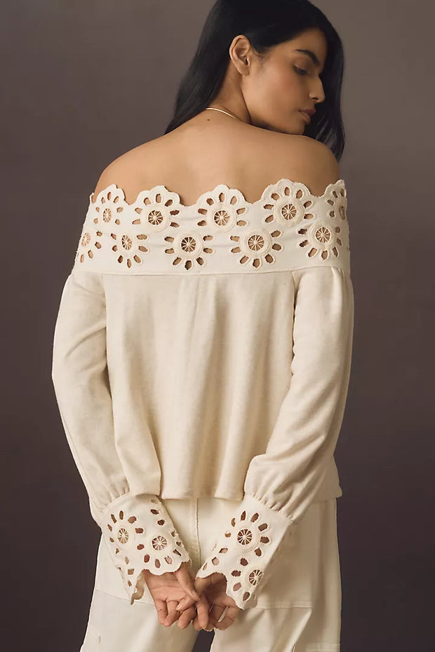 Maeve Anthropologie Eyelet Babydoll Blouse Top