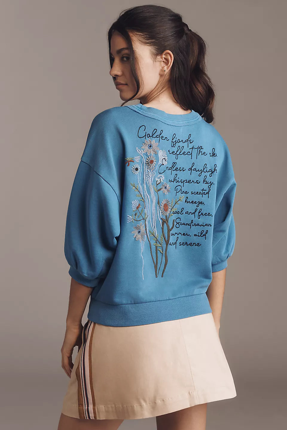 Anthropologie The Niki Bubble Sweatshirt by Pilcro: Embroidered Edition