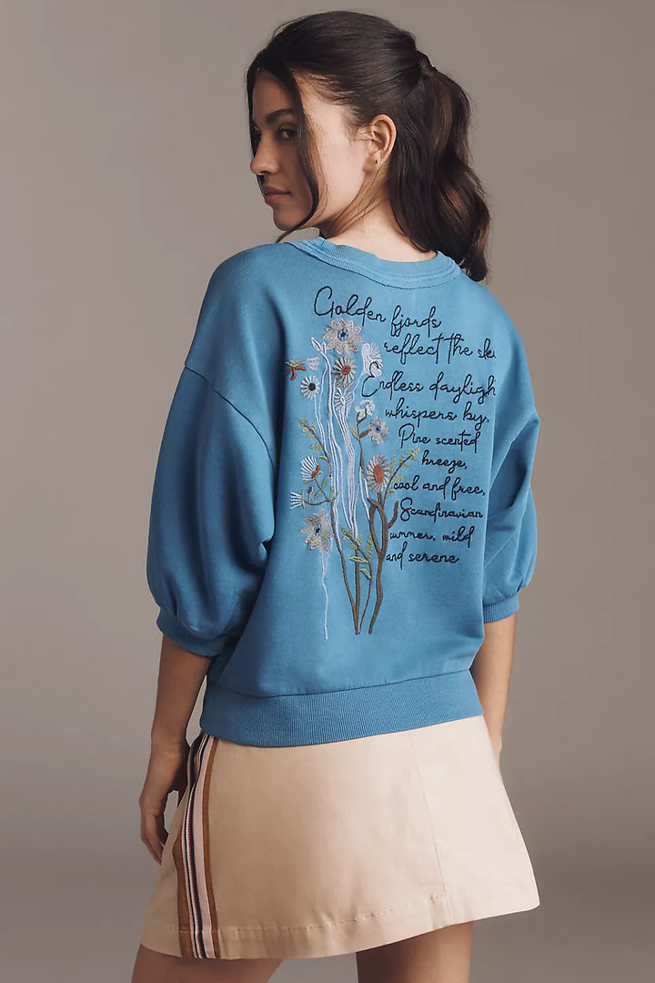 Anthropologie The Niki Bubble Sweatshirt by Pilcro: Embroidered Edition